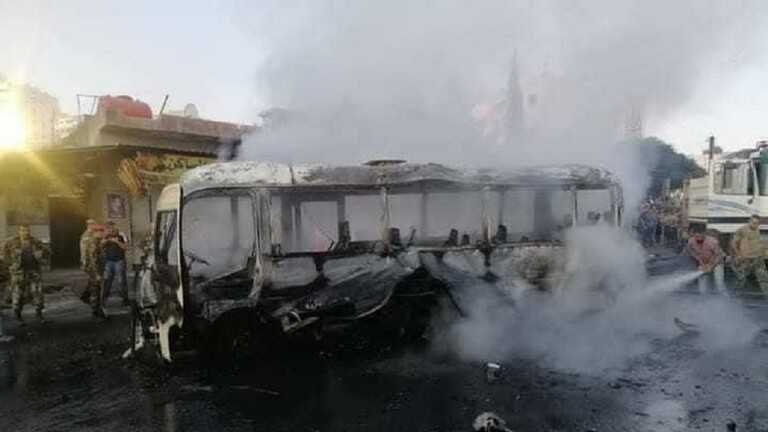 انفجار في حافلة عسكرية عند مدخل مساكن الحرس #بدمشق