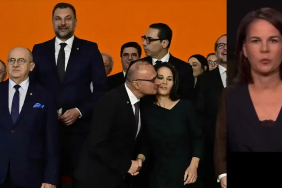 قمة أوروبية في برلين أنتهت بمحاولة وزير تقبيل نظيرته بيربوك